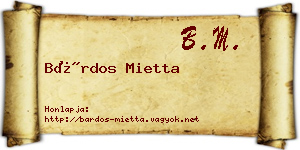 Bárdos Mietta névjegykártya